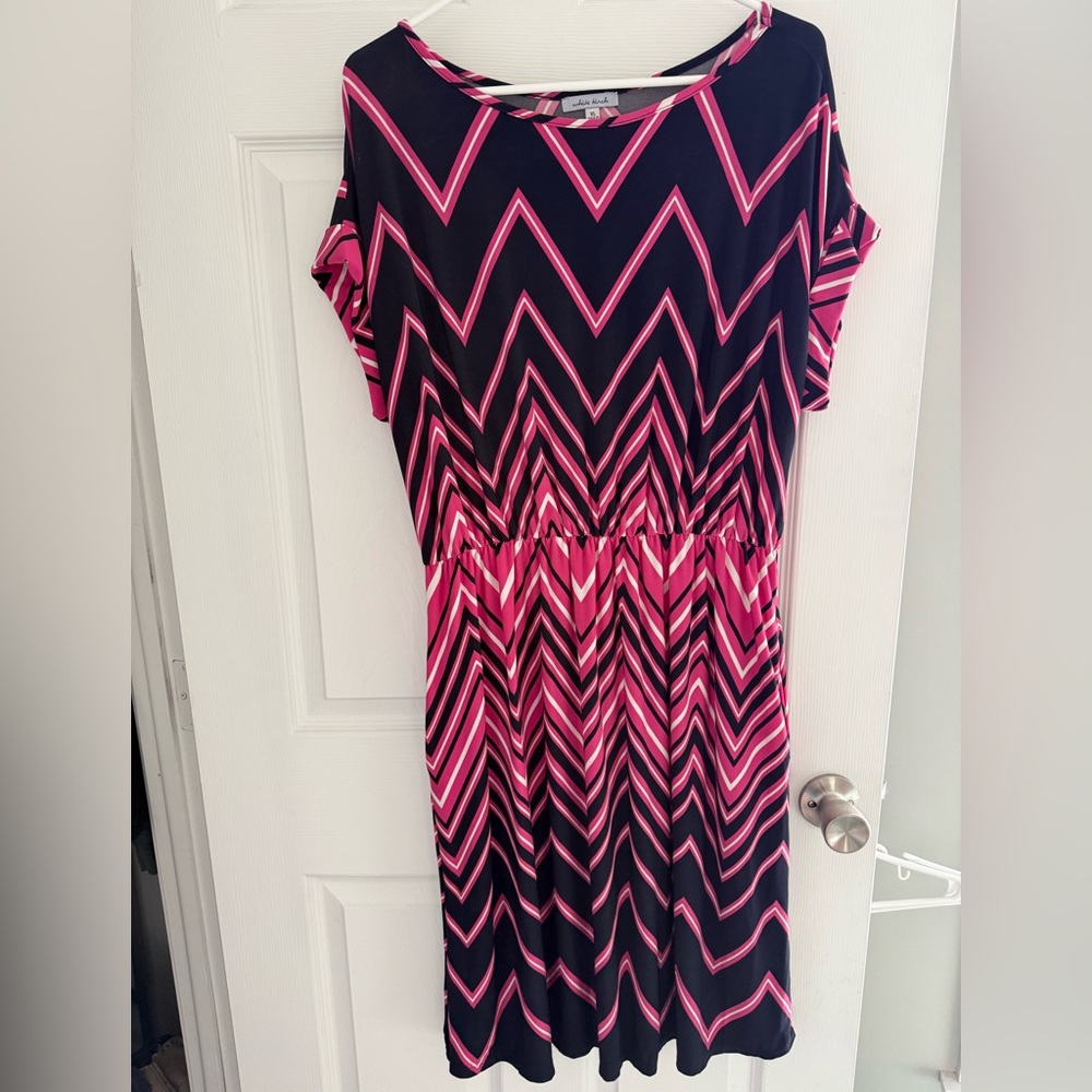 White Birch Pink and Black Chevron Dress